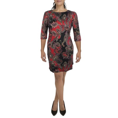 

Женское красное платье прямого кроя с пышными рукавами Jessica Howard, 1 шт., BHFO 2559, Red/black paisley