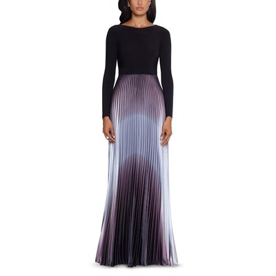 

Женское черное атласное плиссированное вечернее платье Betsy - Adam  BHFO 7598, Black/silver