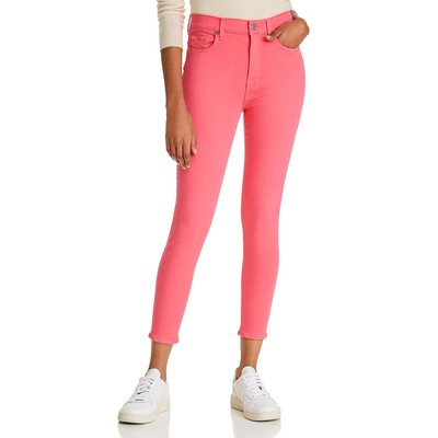 

7 For All Mankind Женские розовые суперскинни джинсы до щиколотки с высокой посадкой  BHFO 9131, Dark pink