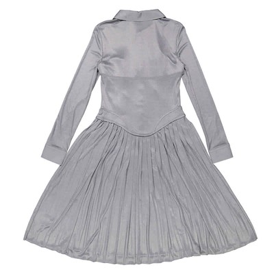 Pre-owned Burberry Grey Melange Marcella Pleated Jersey Corset Dress In Gray