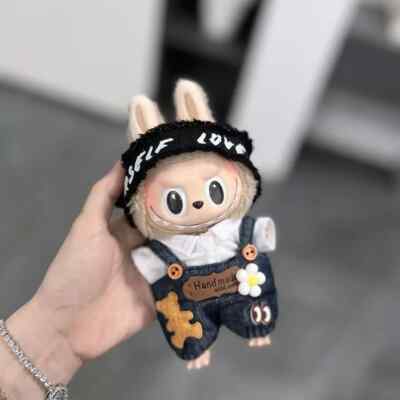 POP MART The Monsters Labubu Plush Toy Little Bear Jeans White Clothes No Toys