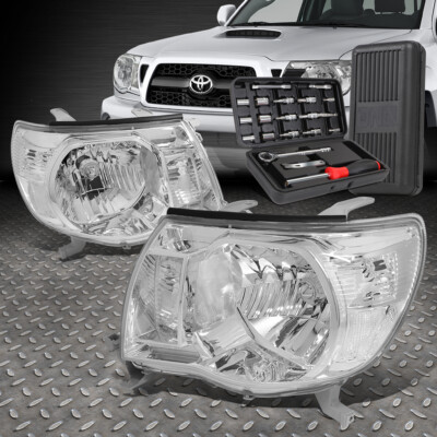 ДЛЯ 05-11 TOYOTA TACOMA ХРОМИРОВАННЫЙ КОРПУС ПРОЗРАЧНОЙ УГЛОВОЙ ФАРЫ ГОЛОВНОГО ФОНАРЯ + НАБОР ИНСТРУМЕНТОВ