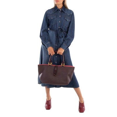 Pre-owned Chloé Chloe Deep Violine Leather Marcie Tote Bag Chc23ss651i31