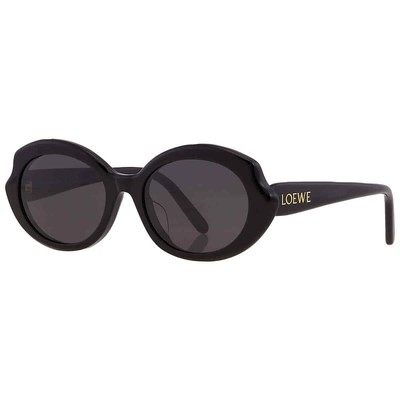 Pre-owned Loewe Grey Oval Ladies Sunglasses Lw40147f 01a 55 Lw40147f 01a 55 In Gray