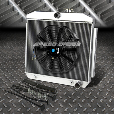 3-РЯДНЫЙ АЛЮМИНИЕВЫЙ РАДИАТОР + КОМПЛЕКТ ИЗ 1X 16 ВЕНТИЛЯТОРОВ ДЛЯ 55-57 CHEVY SMALL BLOCK 150/210 SBC V8
