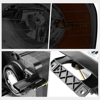 For 02-05 Dodge Ram 1500-3500 Smoked Housing Headlight Amber Corner Signal Lamps