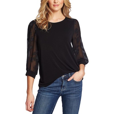 

CeCe женский черный кружевной вязаный пуловер топ-рубашка Petites  BHFO 0941, Rich black