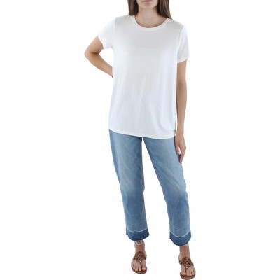 

Женская белая эластичная футболка с круглым вырезом Eileen Fisher Top Petites  BHFO 4935, Белый
