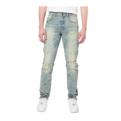 Smoke Rise Slim Fit Jeans Wave Effect Mens Blue JP24108