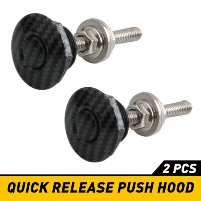 2X Push Button Quick Release Hood Bonnet Pins Lock Clip Car Bumper Latch Kit