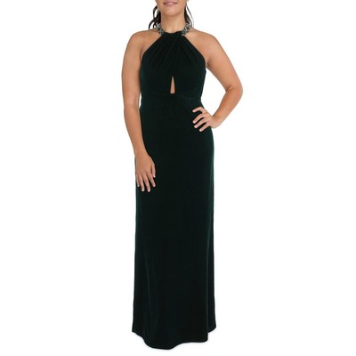 Женское зеленое бархатное вечернее платье с бисером Lauren Ralph Lauren 2 BHFO 7981