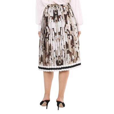 Pre-owned Burberry Ladies Camouflage Print And Stripes Pleated Skirt In Multicolor