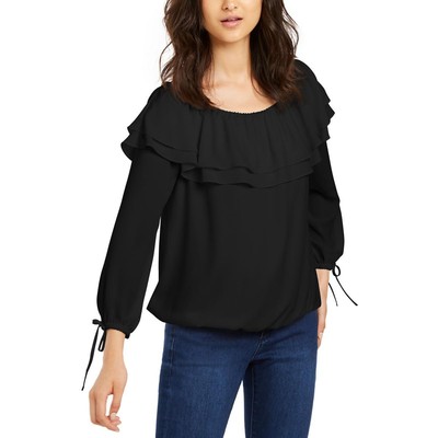 MICHAEL Michael Kors Женский топ в крестьянском стиле с оборками, блузка-рубашка Petites BHFO 7020