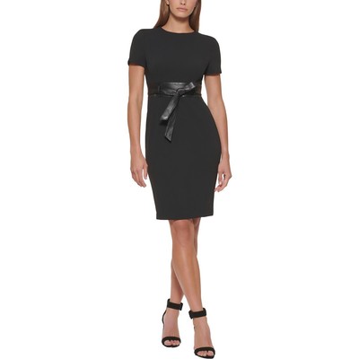 

Черное женское платье-футляр Calvin Klein с отделкой из искусственной кожи Petites  BHFO 6316, Черный
