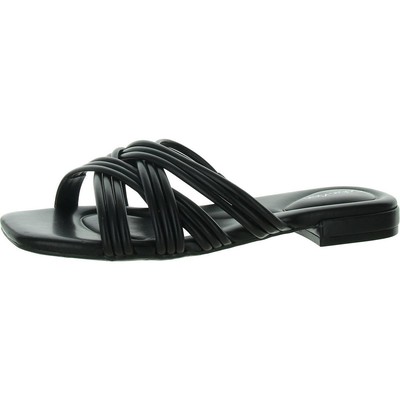 Calvin Klein Womens Trivy Black Strappy Slide Sandals 7.5 Medium (B,M) BHFO 4224