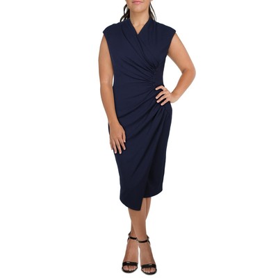 Женское темно-синее платье миди с V-образным вырезом сбоку от Betsy & Adam, 14 BHFO 0634
