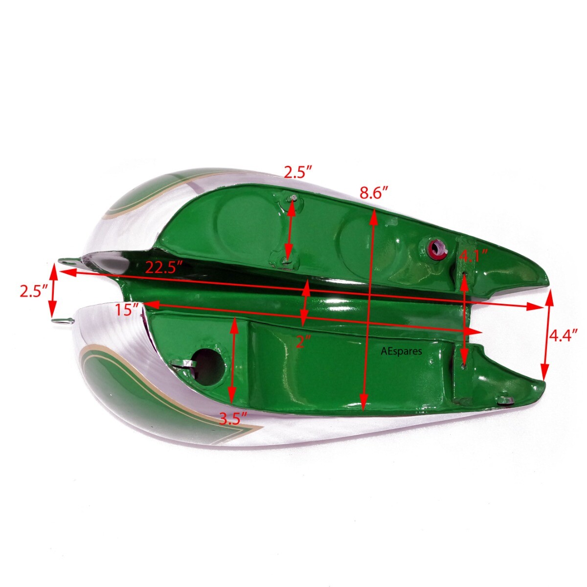 BSA C11 C10 Fuel Tank Green Paint Chrome Plated With Cap & Petcock 