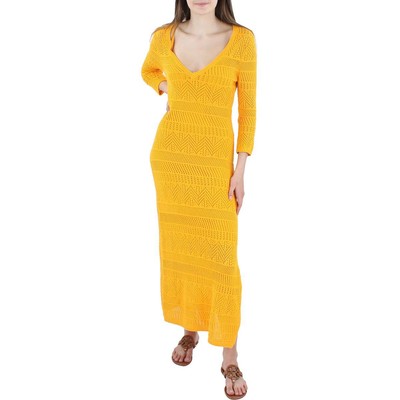 

Rag - Bone Womens Renee Желтое длинное летнее макси-платье с открытой строчкой  BHFO 3952, Deep yellow