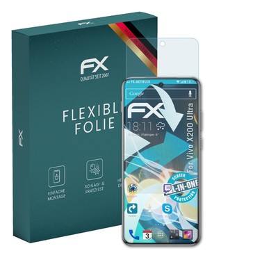 atFoliX 3x Folie für Vivo X200 Ultra Schutzfolie klar&flexibel