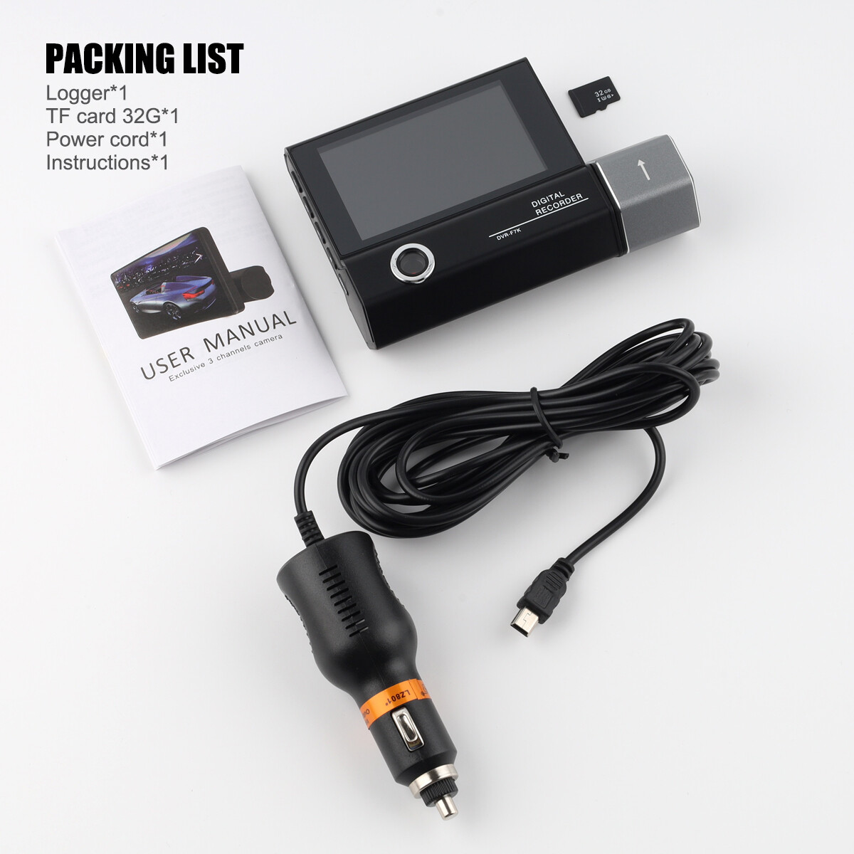 32G+ Car Dual Lens Dash Cam G-sensor HD 1080P Front/Inside Video Recorder Camera