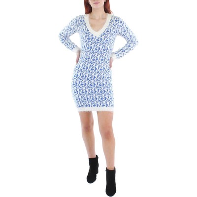 

Женское синее платье-свитер с круглым вырезом White Mark  BHFO 1206, White/blue