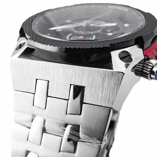 Pre-owned Rhythm I1501s01 Men's Chronograph Watch 45x51mm Stainless Steel Case 10 Atm