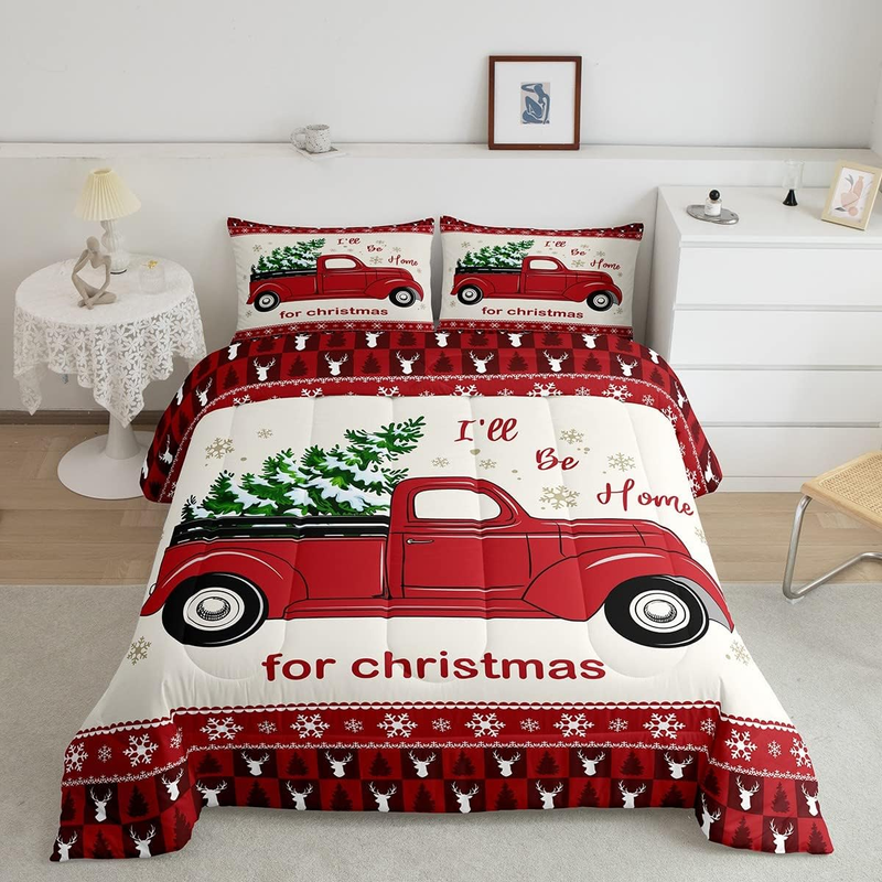 Queen Size,geometric Snowflake Antlers Plaid B