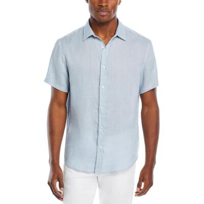 Мужская синяя льняная рубашка свободного кроя на пуговицах Private Label XL BHFO 3354