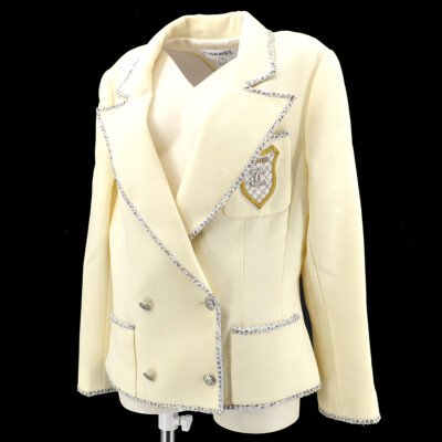 シャネル コレクション05A ジャケット 42 Chanel 05C #42 Emblem Double Breasted Jacket Off-white 37578