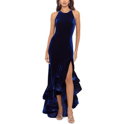 Женское темно-синее бархатное макси-вечернее платье Betsy & Adam, 12 BHFO 4398