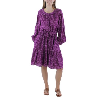 Женское фиолетовое хлопковое платье-клеш с принтом Lauren Ralph Lauren 12 BHFO 6766