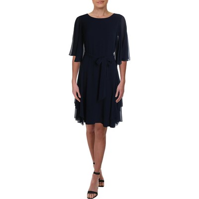 

Женское темно-синее вечернее платье из жоржета с рюшами Lauren Ralph Lauren  BHFO 3424, Navy