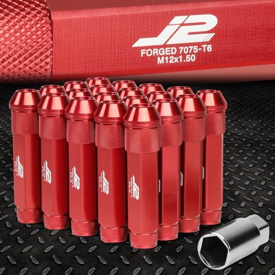 J2 ENGINEERING 7075 АЛЮМИНИЙ M12X1.5 20ШТ 90 ММ ГАЙКА С ОТКРЫТЫМ НАКОНЕЧНИКОМ и ПЕРЕХОДНИКОМ, КРАСНЫЙ