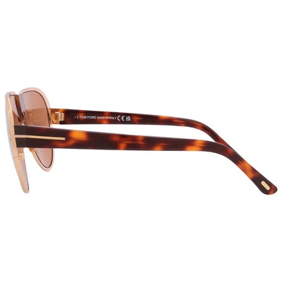 Pre-owned Tom Ford Vincenzo Brown Pilot Men's Sunglasses Ft1072 30e 64 Ft1072 30e 64