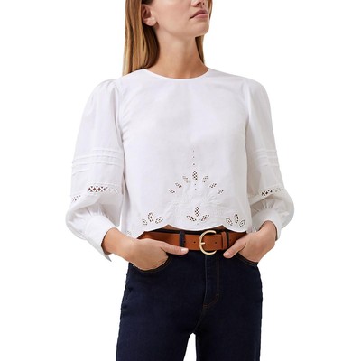 French Connection Womens Alissa Eyelet Pintuck Top Blouse Shirt BHFO 9968