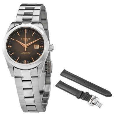 Pre-owned Tissot T-my Lady Automatic Diamond Anthracite Gradient Dial Ladies Watch