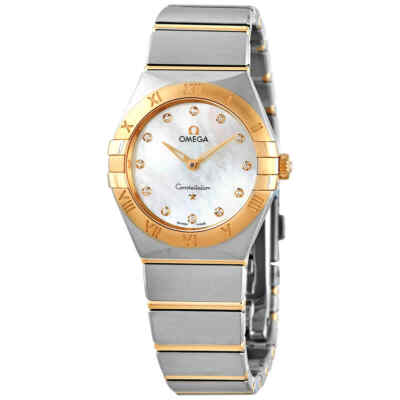 Женские часы Omega Constellation Manhattan с кварцевым бриллиантом и белым СС циферблатом