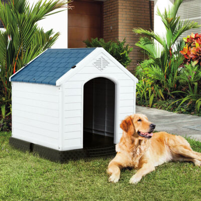 Plastic Dog House Medium-Sized Pet Puppy Shelter Waterproof  Ventilate Blue