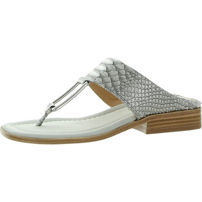 

Donald J. Pliner Женские кожаные шлепанцы с Т-образным ремешком Lonnez BHFO 5473, Vintage python/light gray multi, Lonniez