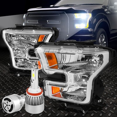 ХРОМИРОВАННАЯ ФАРА С ЯНТАРНЫМ ОТРАЖАТЕЛЕМ + ЛАМПОЧКА НАКАЛИВАНИЯ + БЕЛЫЙ СВЕТОДИОД H8 HID с ВЕНТИЛЯТОРОМ ДЛЯ 15-17 F150