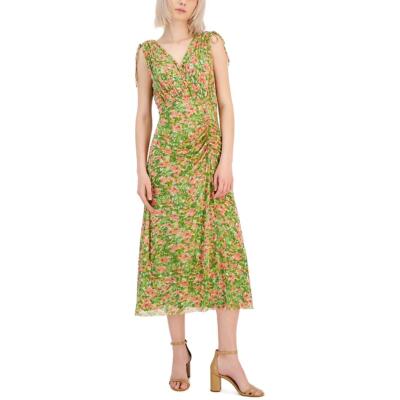 Женское зеленое платье-сорочка чайной длины с цветочным принтом Anne Klein XXL BHFO 9367