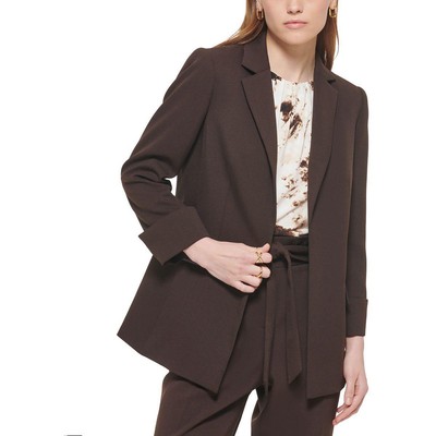

Calvin Klein Женский коричневый деловой пиджак с открытым передом Petites  BHFO 7214, Otter