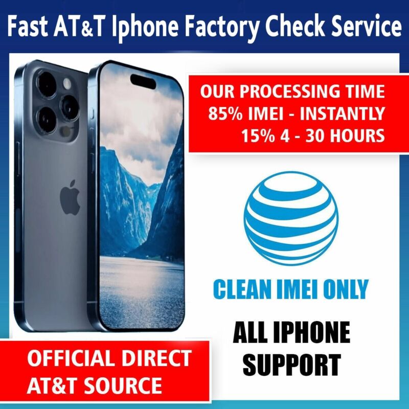FACTORY AT&T CHECK SERVICE  ATT for IPhone 5S 6 6s 7 8 X XS 11 SE 12 13 14 15