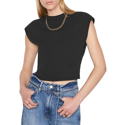 Женская черная укороченная футболка с имитацией шеи в рамке Top XS BHFO 9453