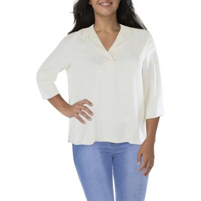 

Lafayette 148 New York Женская белая шелковая блуза Maya с воротником, топ  BHFO 4466, Cloud
