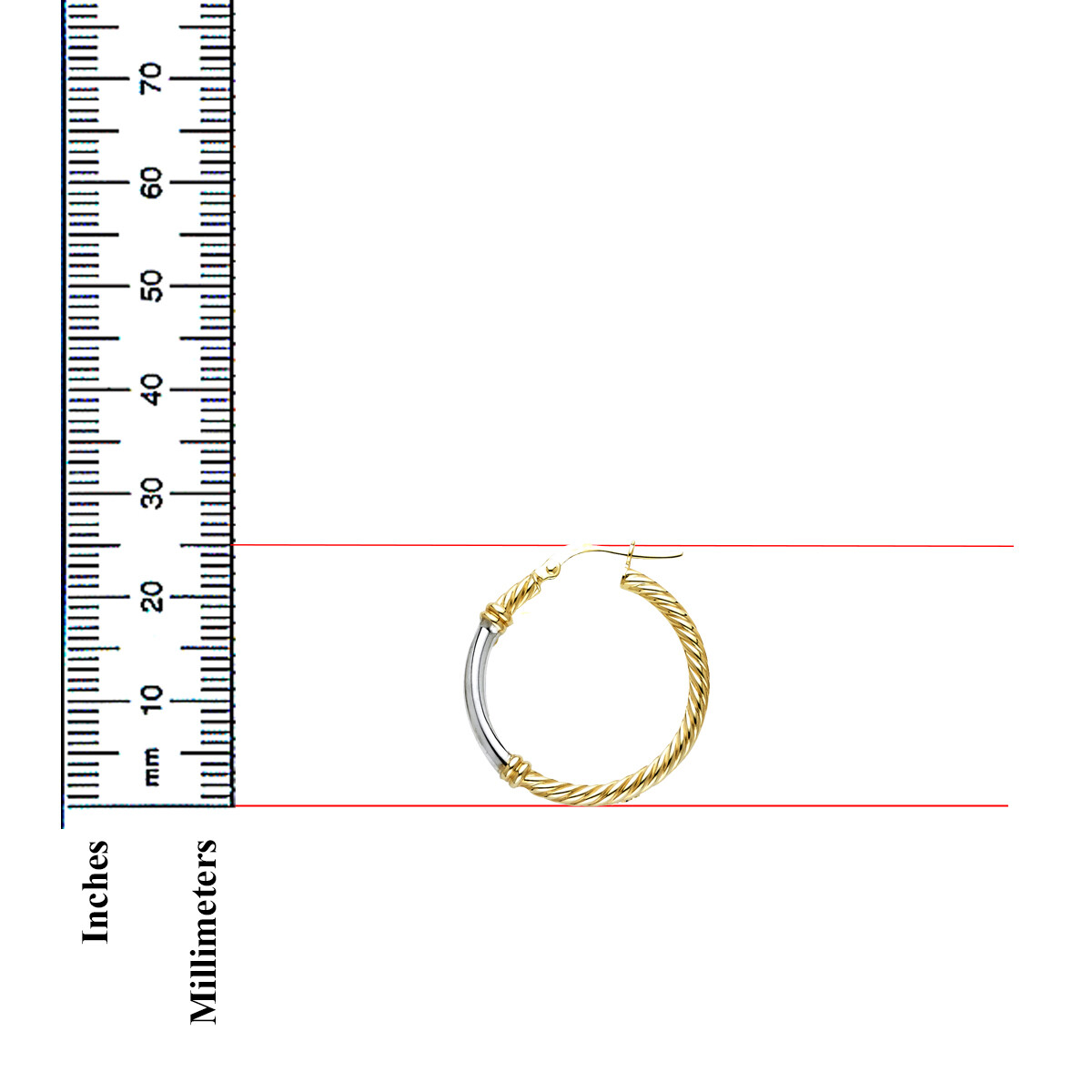 Pre-owned Tgdj 14k Two Tone Gold 2.5mm Rope Hoop Earrings For Women