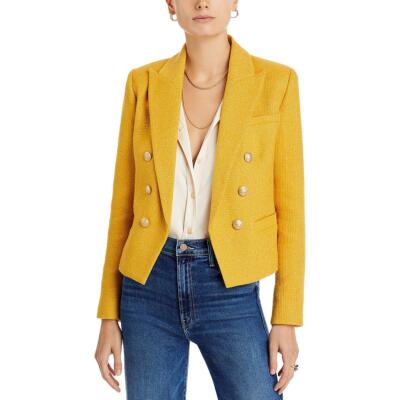 LAgence Womens Brooke Metallic Cropped Double-Breasted Blazer Jacket BHFO 4835