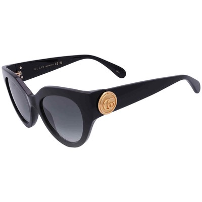 Pre-owned Gucci Grey Cat Eye Ladies Sunglasses Gg1408s 001 52 Gg1408s 001 52 In Gray
