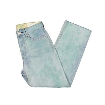 

Женские прямые джинсы Rag - Bone Maya Blue Tie-Dye с высокой посадкой  BHFO 7735, Teal north shore