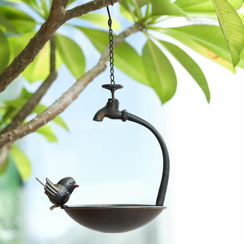 Bird Bath Bird Feeder Hanging Yard Outdoor Garden Decor Faucet